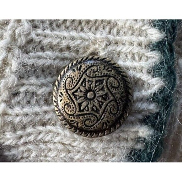 Vintage Woolrich Woman's Sz L Cream Blue Paisley Wool Blend Button Cardigan - Picture 8 of 11